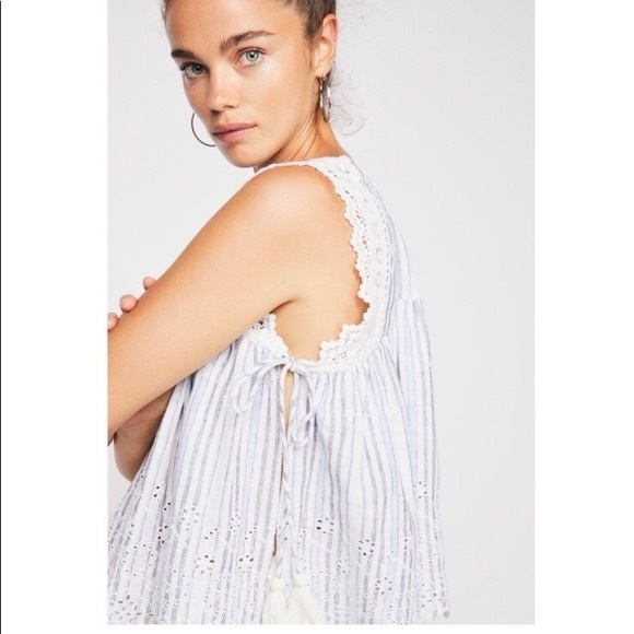Free People Savannah Sleeveless Eyelet Top Ivory / White Size Small - Picture 2 of 8